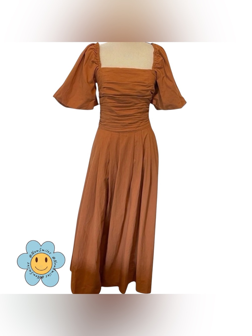 Free People ~ ‘Ain't She A Beaut’ Midi Dress ~ Ruched & Gathered ~ Brownish Rose
